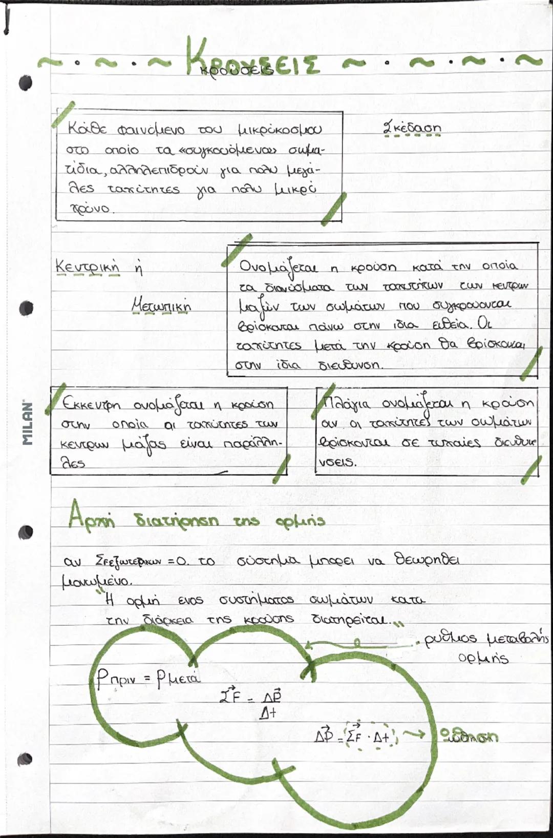 MILAN

ΚΡΟΥΣΕΙΣ

Κάθε φαινόμενο του μικρόκοσμου
στο οποio τα «συγκουόμενους σωμα
τίδια, αλληλεπιδρούν για πολύ μεγά
λες ταχύτητες για πολύ μ