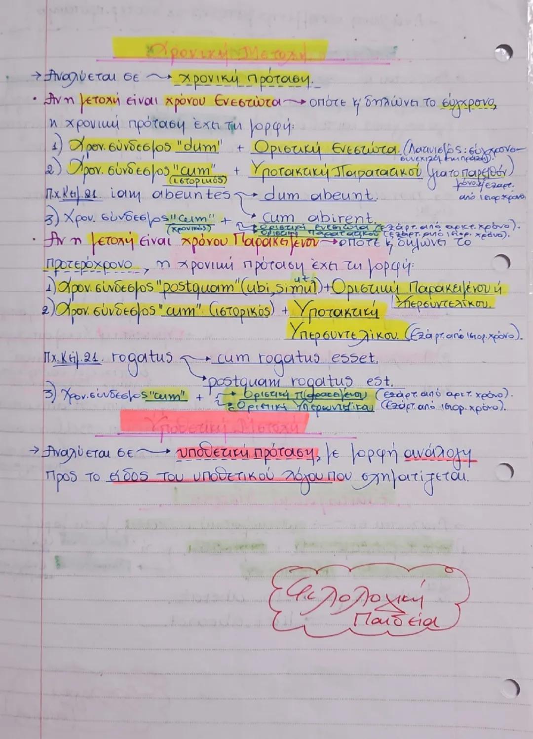 # "Η Χρήση της μετοχής"
Μάθημα 21ο
Φιλολογική
Παιδεία
1. Αναφορική → Ουσιαστικοποιημένη → Υποκείμενο
→ Αντικείμενο
→ Επιθετικοποιημένη → Επί