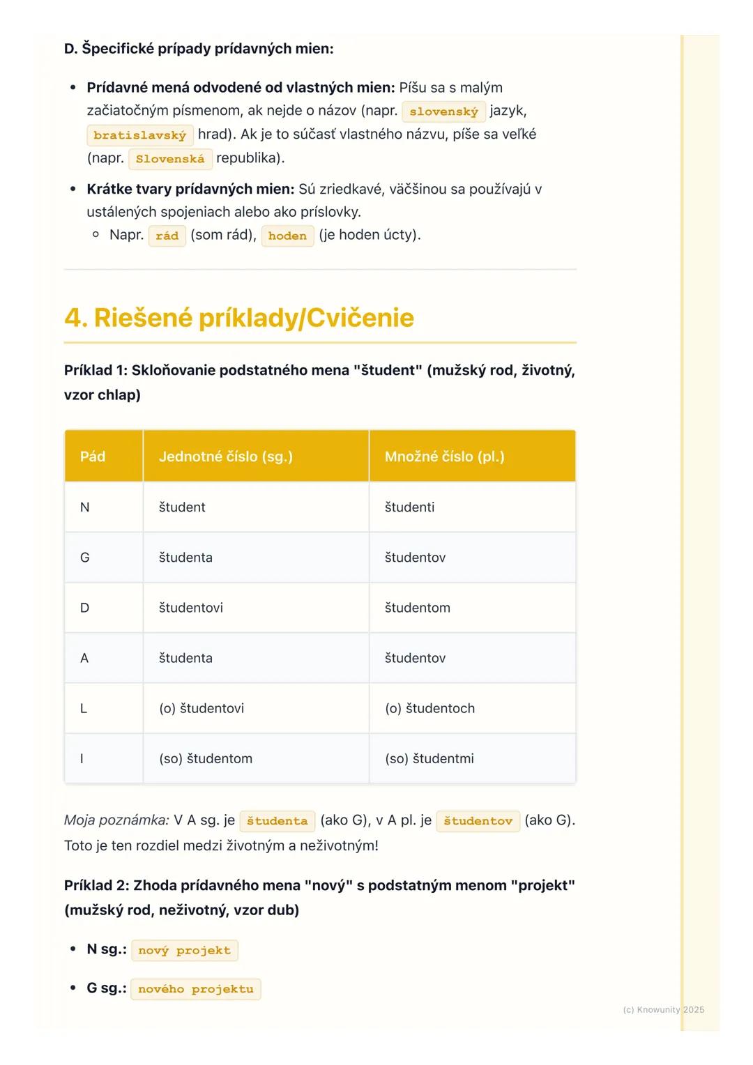 # Podstatné mená a prídavné
mená (prehĺbenie)

1. Prehľad a úvod

Takže, znova sa vraciame k podstatným a prídavným menám. Viem, že sme sa
o