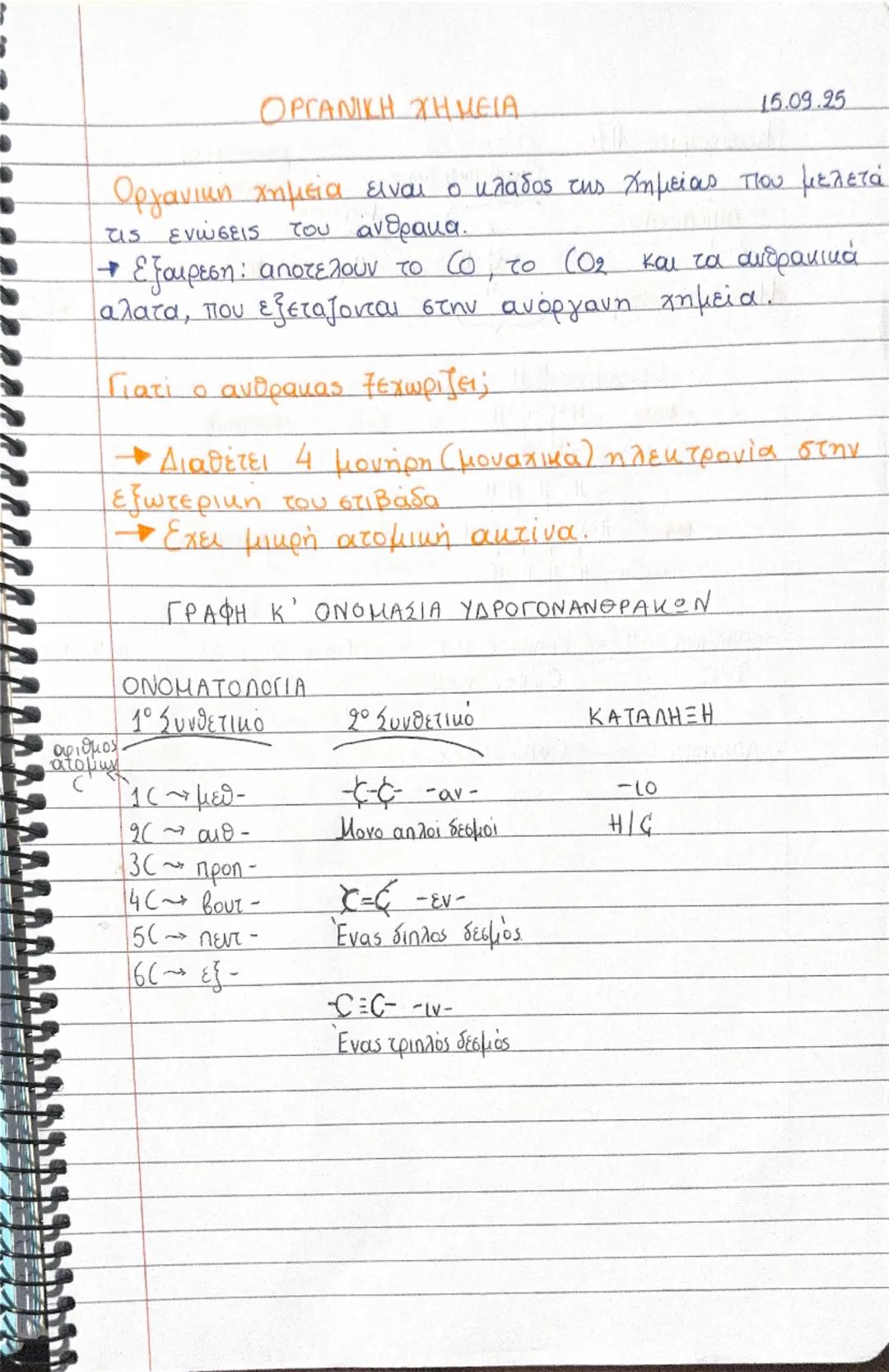 # ΟΡΓΑΝΙΚΗ ΧΗΜΕΙΑ

15.09.25

Οργανική χημεία είναι ο κλάδος της Χημείας που μελετά
τις ενώσεις του άνθρακα.

*   εξαιρεση: αποτελουν το Cο, 