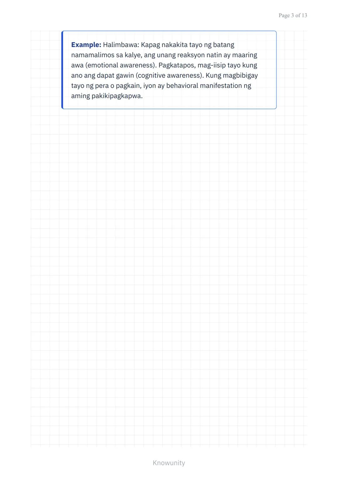 Pagpapalalim sa Pagkilala sa Sarili at Pakikipagkapwa sa
Komunidad
Pag-unawa sa pagtulong sa kapwa at paglilingkod
sa komunidad
Mga Layuning