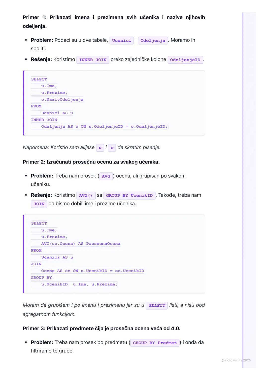 # Napredni SQL upiti

Uvod u napredne SQL upite

Do sada smo radili osnovne `SELECT`, `FROM`, `WHERE` upite za izvlačenje
podataka iz jedne 