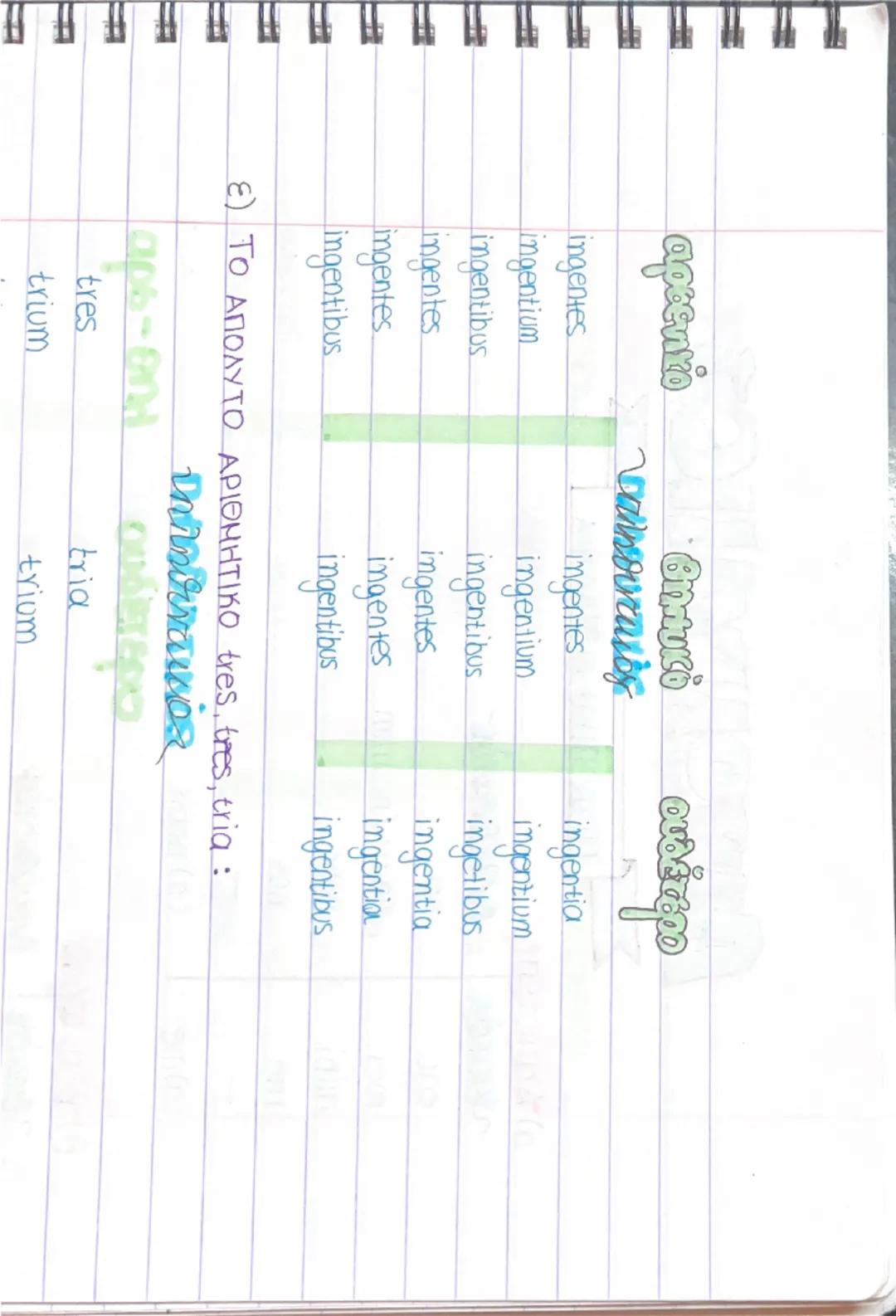 0
ΟΥΣΙΑΣΤΙΚΑ
Α' ΚΛΙΣΗ
poeta = ποητής
ενικός πληθυντικός
όνομ. poeta
poetae
γεν. poetae
poetarum
dop. poetae
poetis
aiτ. poetam
poetas
κλιν. 