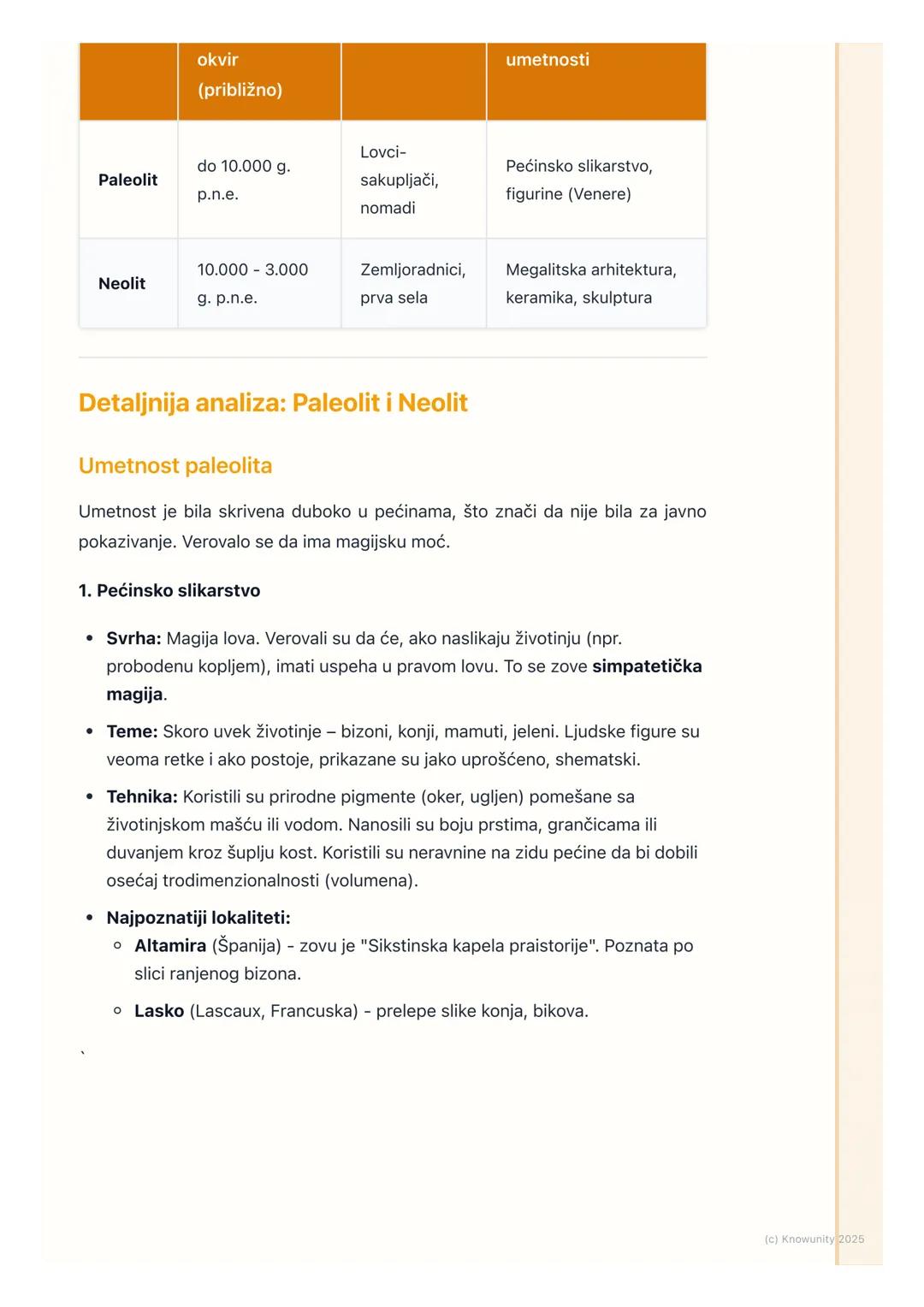 # Praistorijska umetnost

## Uvod i osnovne odlike

Praistorijska umetnost je najraniji oblik ljudskog stvaralaštva, iz perioda pre
pojave p