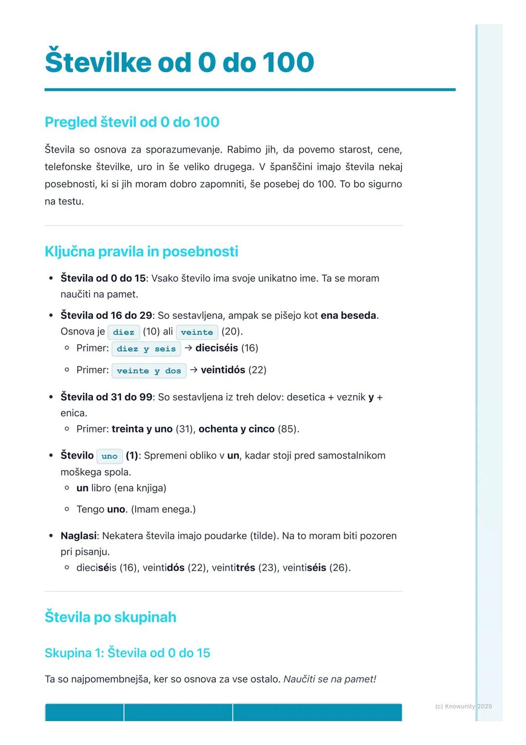 # Številke od 0 do 100

Pregled števil od 0 do 100

Števila so osnova za sporazumevanje. Rabimo jih, da povemo starost, cene,
telefonske šte