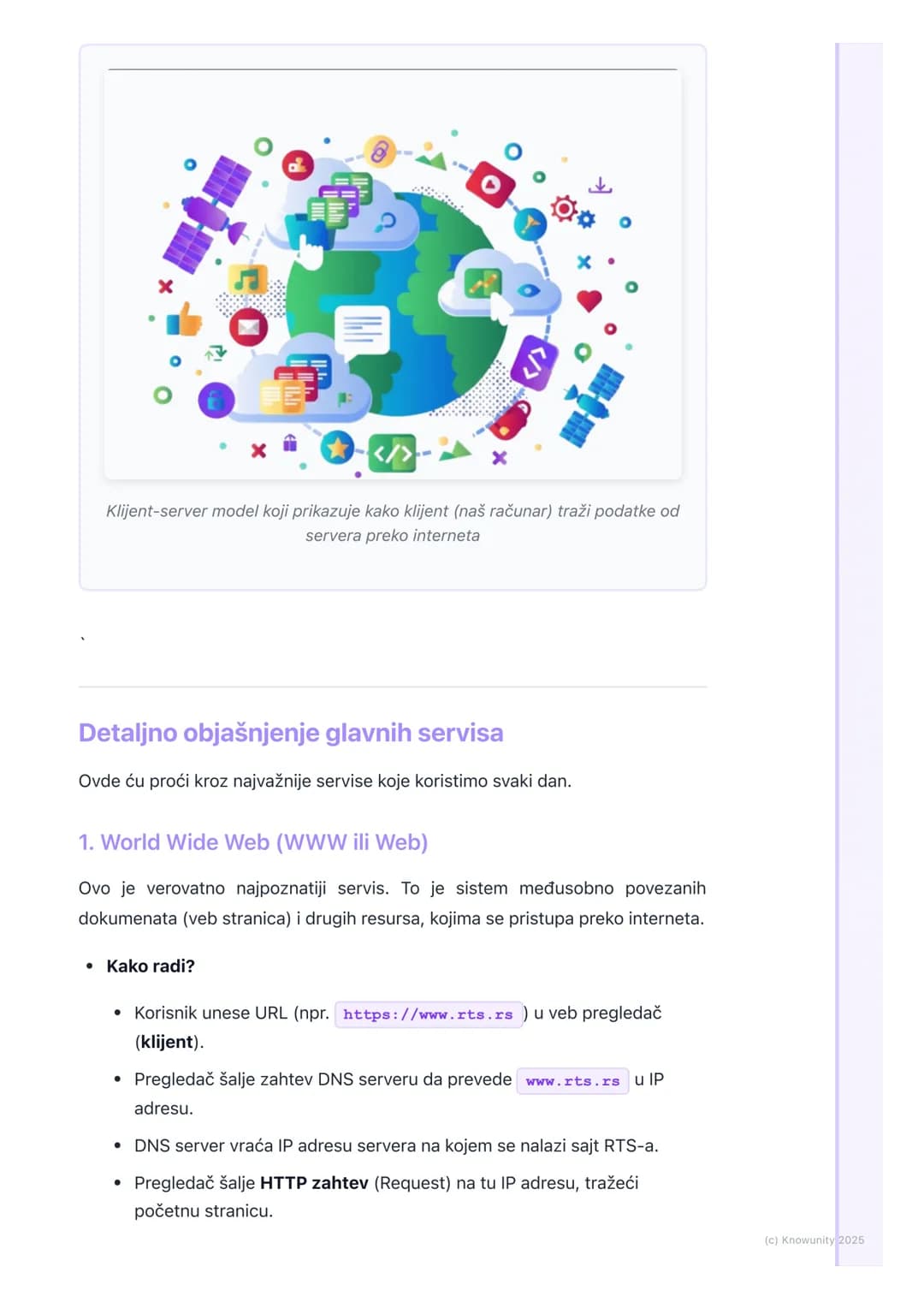 # Servisi Interneta

Uvod u servise interneta

Internet servisi su u suštini programi i protokoli koji nam omogućavaju da
koristimo internet