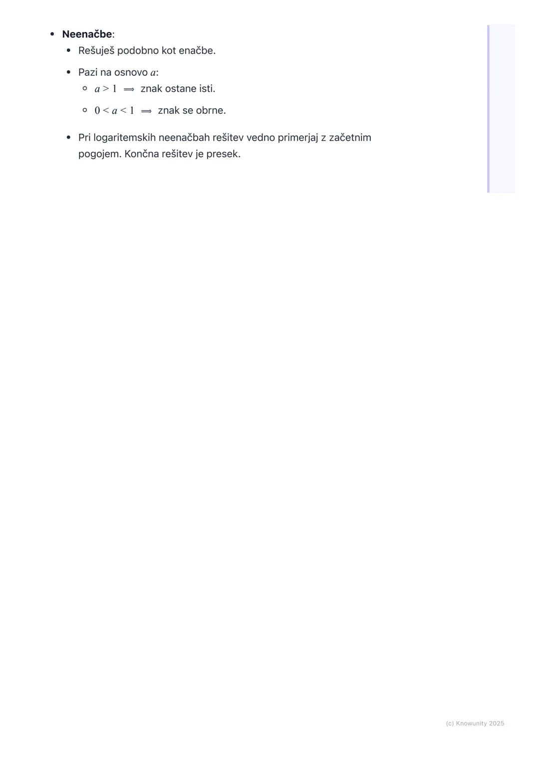 # Eksponentne in logaritemske
enačbe ter neenačbe

Uvod in pregled

Eksponentne in logaritemske enačbe so tiste, kjer se neznanka x pojavi v