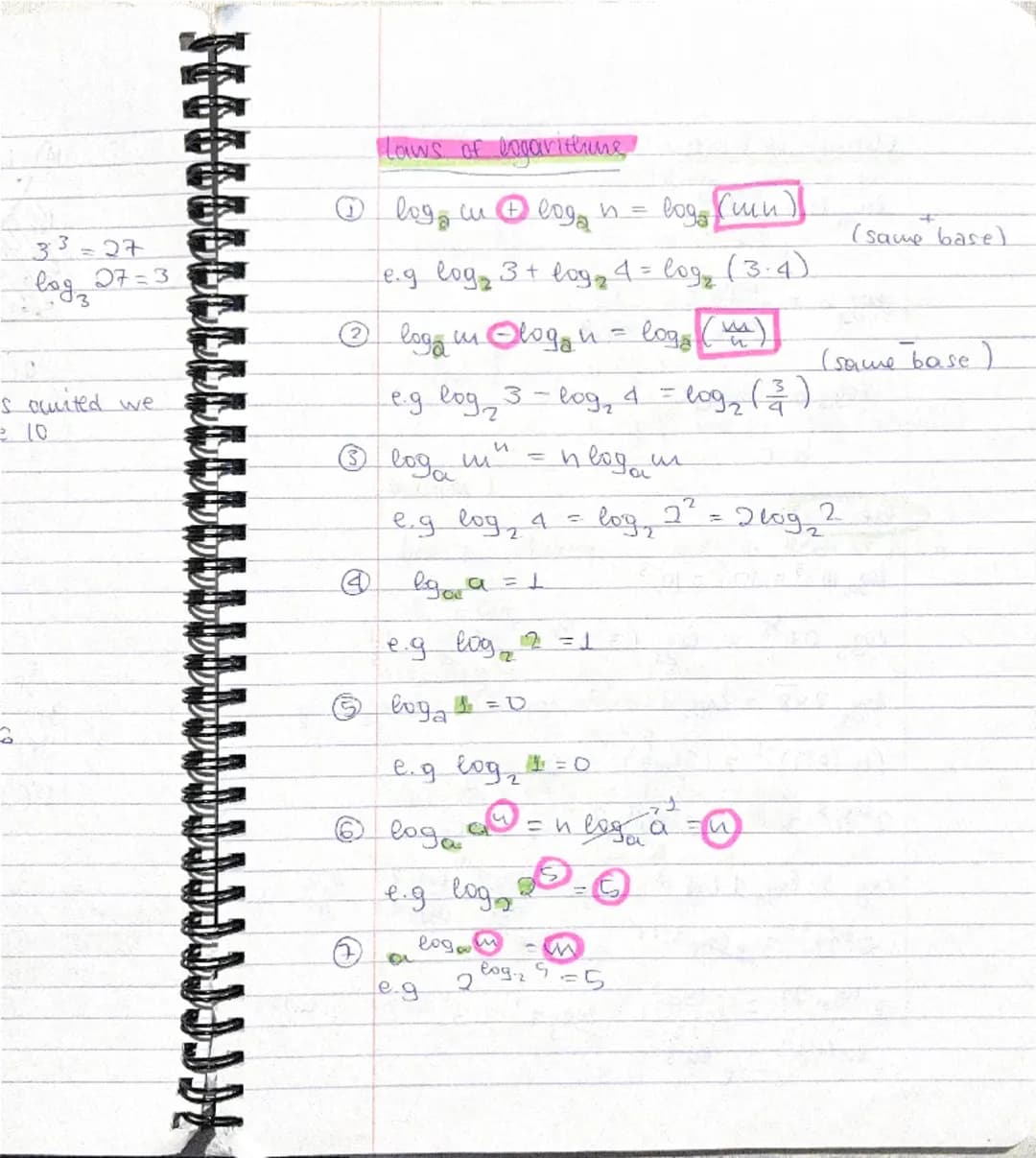 # $ln(x^2 - y^2) = ln[(x-y)(x+y)]$
$= ln|x-y| + ln|x+y|$

2) $log_2 \frac{3x^5}{y^3} = log_2 3x^5 - log_2 y^3$
$= log_2 3 + 5log_2 x - 3log_