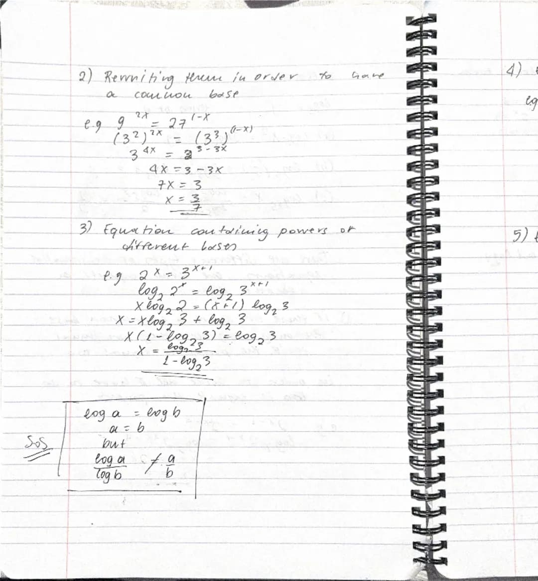 # $ln(x^2 - y^2) = ln[(x-y)(x+y)]$
$= ln|x-y| + ln|x+y|$

2) $log_2 \frac{3x^5}{y^3} = log_2 3x^5 - log_2 y^3$
$= log_2 3 + 5log_2 x - 3log_