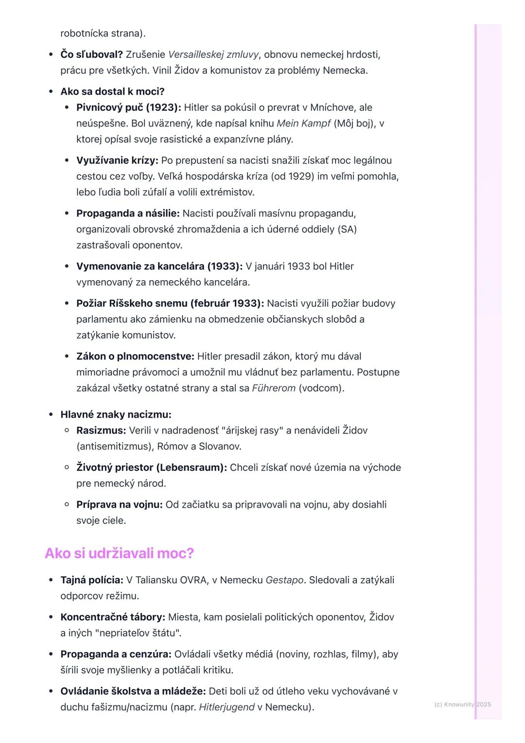 # Nástup fašizmu a nacizmu

1. Úvod/Prehľad

Po prvej svetovej vojne bola Európa dosť zničená a veľa ľudí bolo chudobných
a nespokojných. De