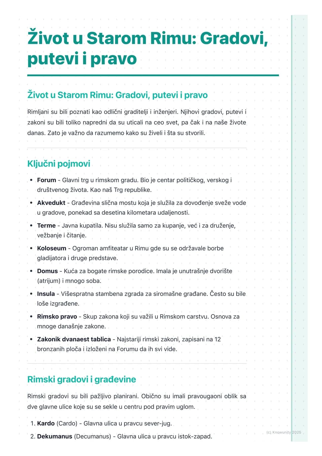 # Život u Starom Rimu: Gradovi,
putevi i pravo

Život u Starom Rimu: Gradovi, putevi i pravo

Rimljani su bili poznati kao odlični graditelj