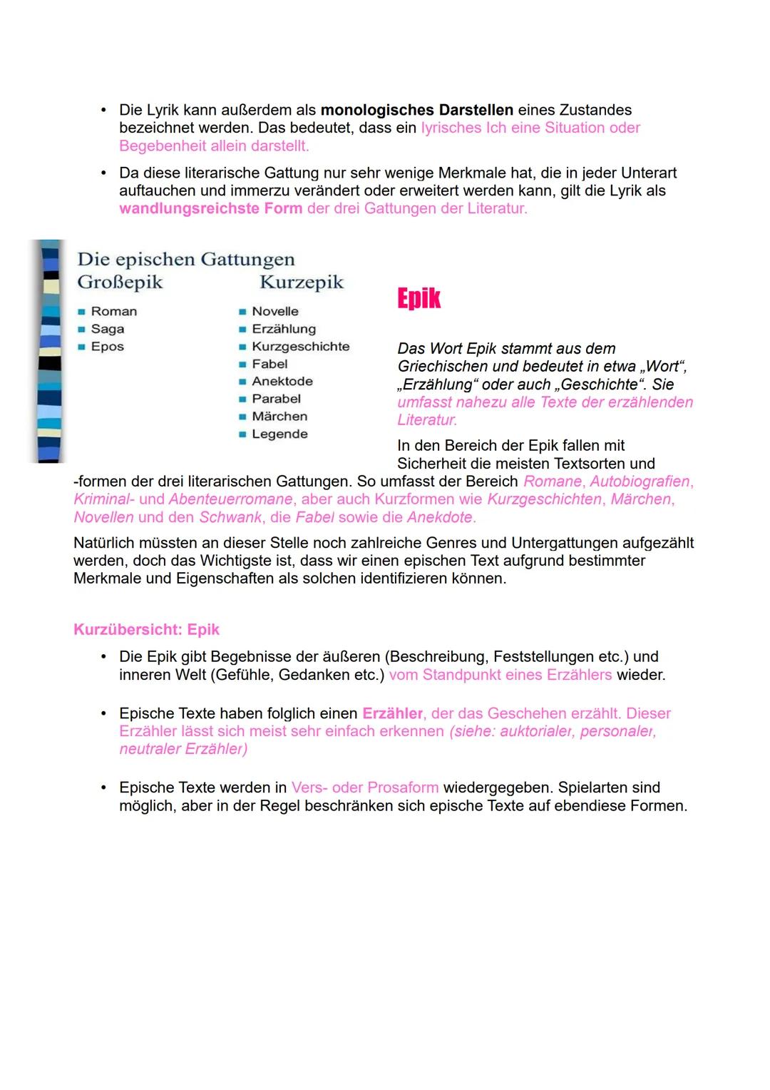 # Literarische Gattungen

## Dramatik

Das Drama kennen wir aus dem Theater und
meint übersetzt „Handlung". Folglich meint
diese literarisch