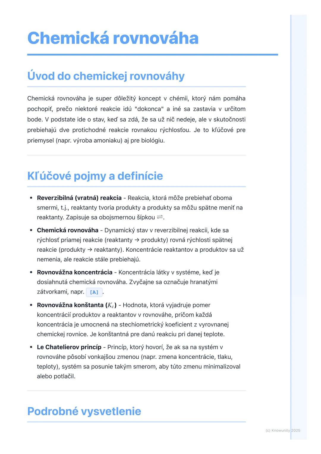 # Chemická rovnováha

Úvod do chemickej rovnováhy

Chemická rovnováha je super dôležitý koncept v chémii, ktorý nám pomáha
pochopiť, prečo n