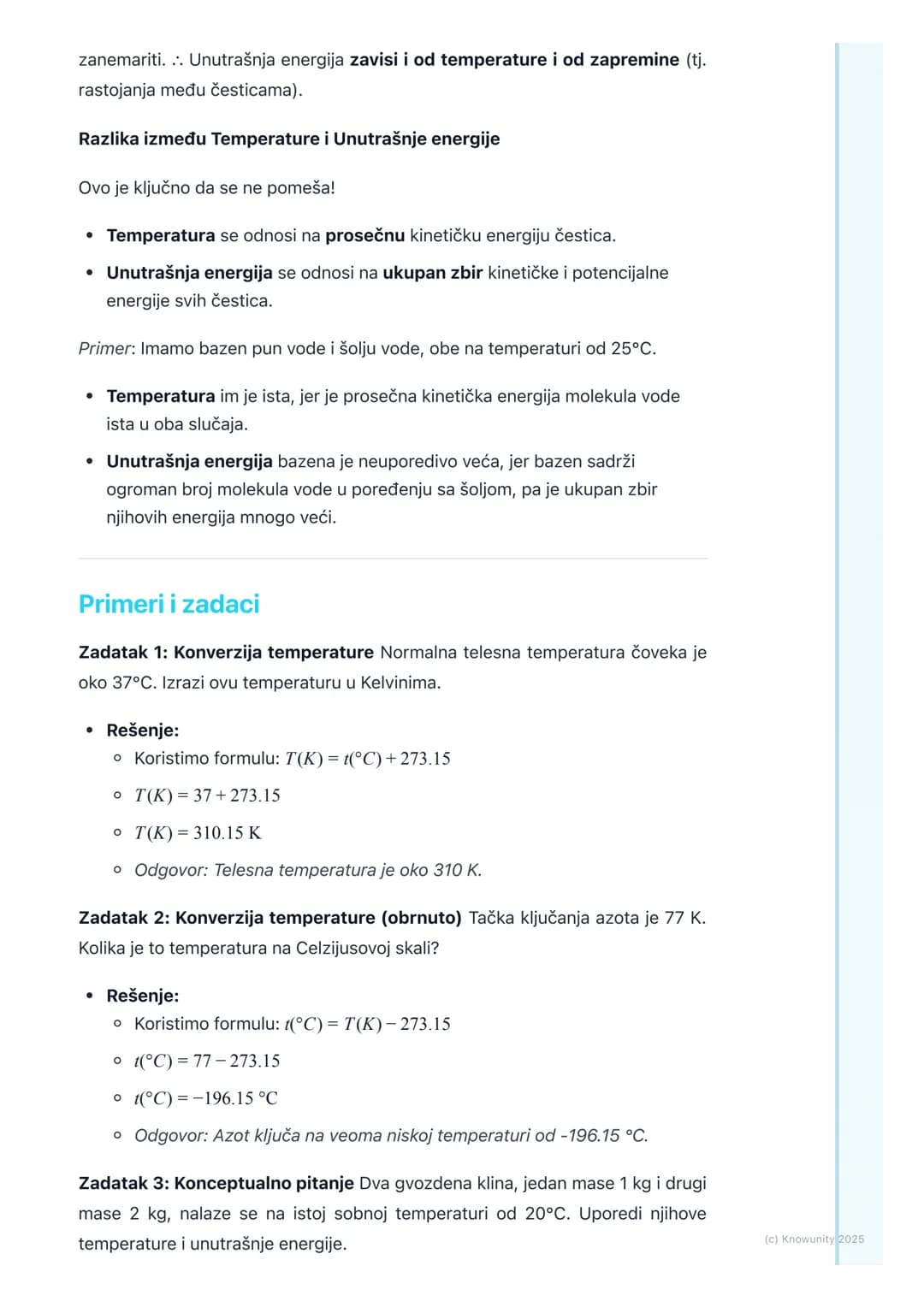 # Temperatura i Unutrašnja
Energija

Uvodni pregled

Temperatura i unutrašnja energija su osnovni pojmovi u termodinamici.
Svakodnevno koris