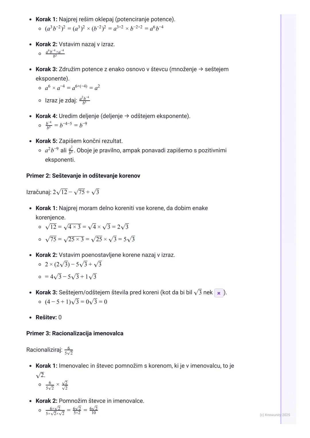 # Potence in koreni

Uvod v potence in korene

Potence so v bistvu okrajšava za večkratno množenje istega števila s samim
seboj. Na primer, 