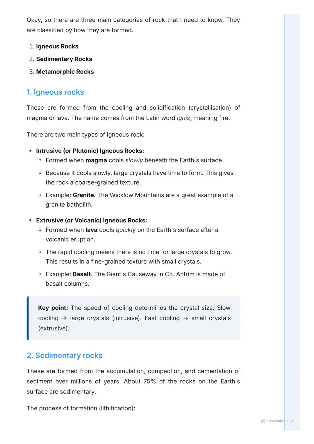# Rocks and the Rock Cycle

An introduction to rocks

The Earth's crust is made up of different types of rocks. Rocks are naturally
occurrin