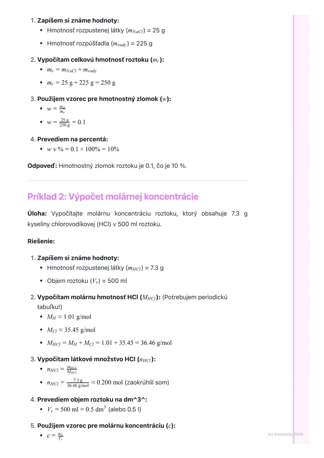 # Vyjadrovanie koncentrácie
roztokov

1. Prehľad vyjadrovania koncentrácie
roztokov

V chémii je veľmi dôležité vedieť, koľko rozpustenej lá