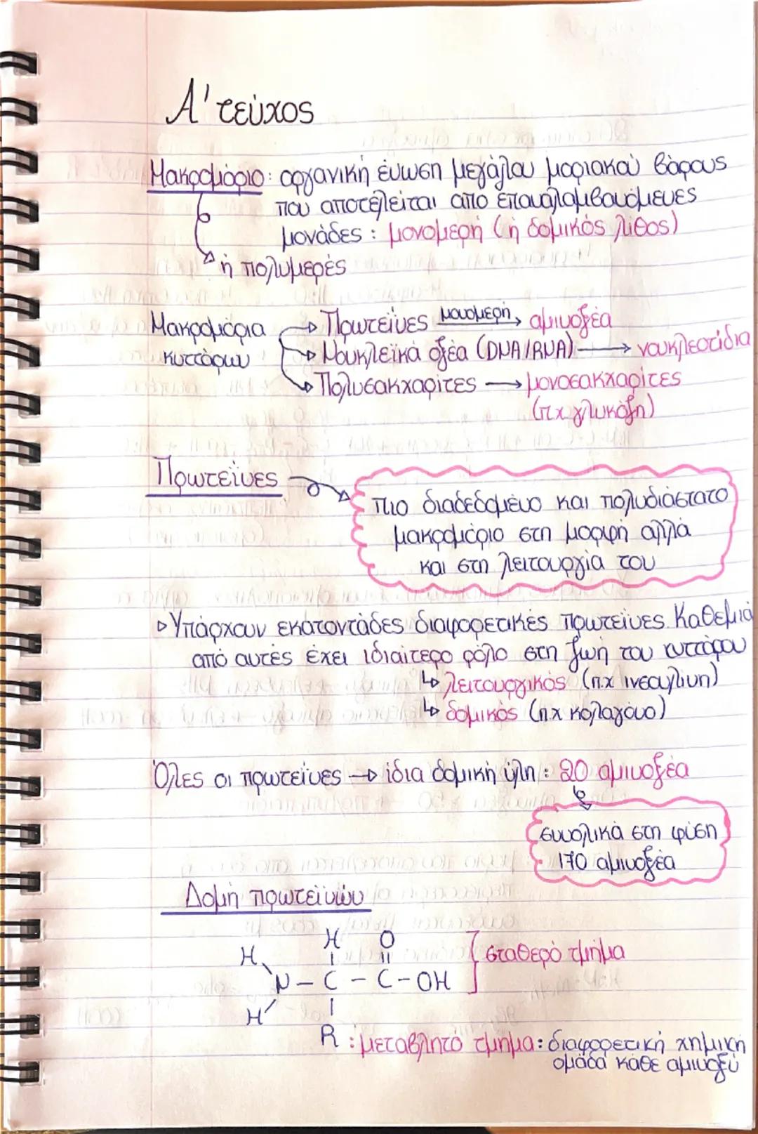 Βιολογία α τεύχος πρωτεΐνες 