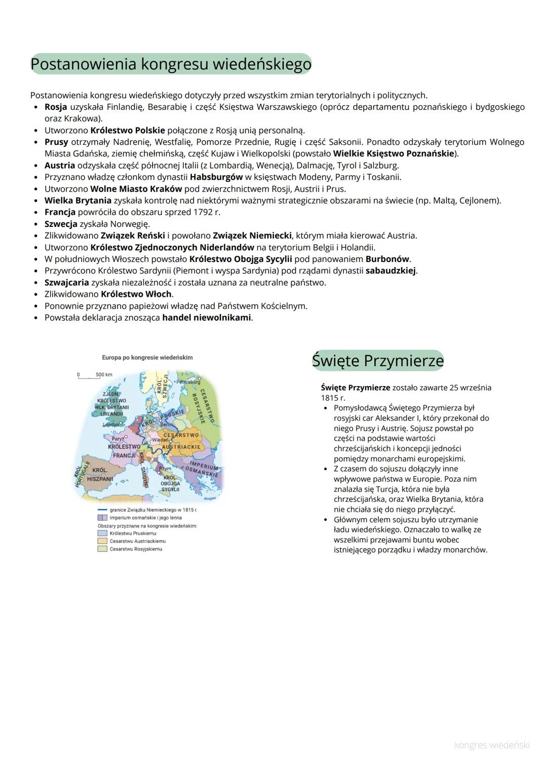 # Kongres wiedeński

## Przebieg kongresu wiedeńskiego:

Kongres wiedeński był międzynarodową konferencją, której głównym celem było stworze