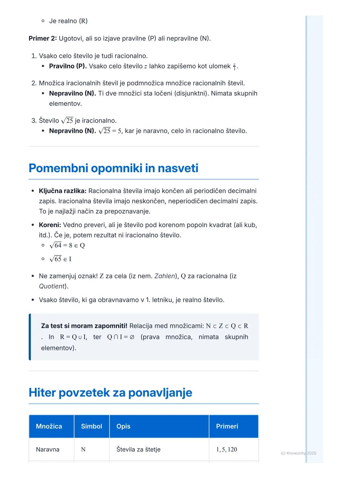 # Množice števil

## Uvod v množice števil

To so osnove za vse, kar bomo delali naprej v matematiki. Gre za to, da
znamo števila pravilno r