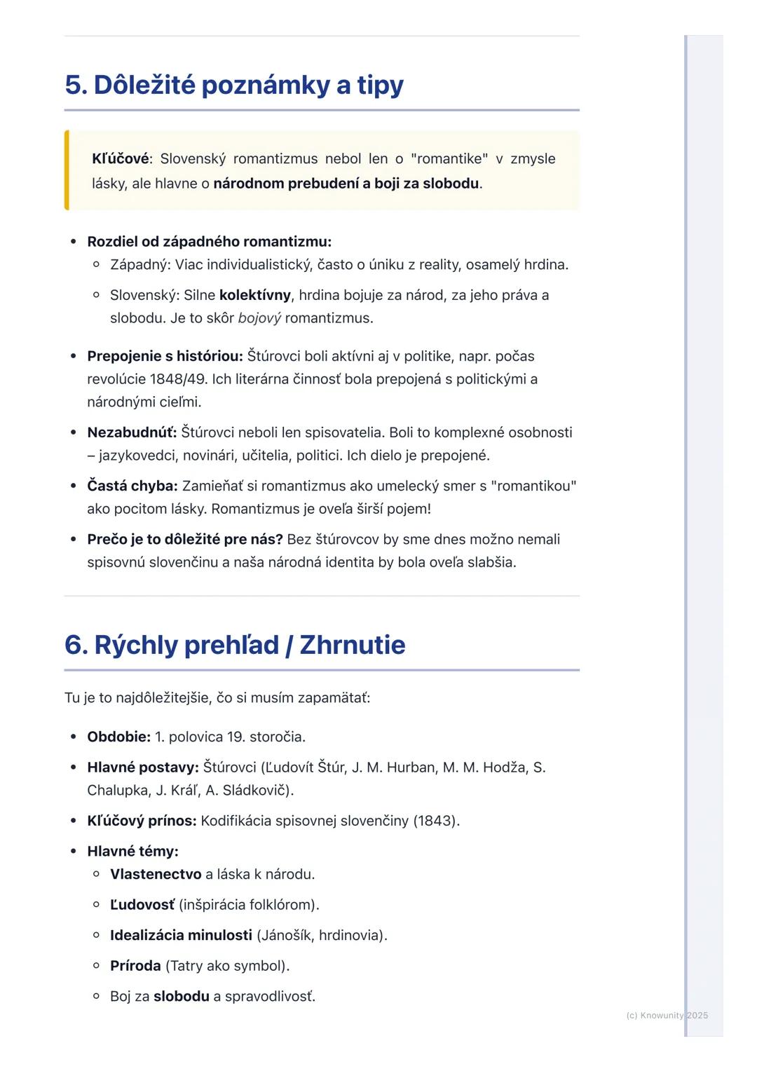 # Slovenský romantizmus
(úvod)

1. Prehľad slovenského romantizmu

Slovenský romantizmus je kľúčové obdobie v našej literatúre a národných
d