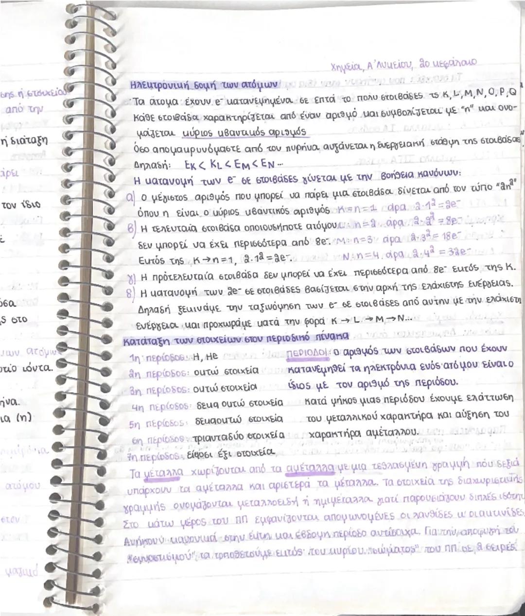 ## Ηλεκτρονική δομή των ατόμων

Τα άτομα έχουν ε΄ κατανεμημένα σε επτά το πολύ στοιβάδες τα Κ,L,M,N,O,P,Q
κάθε στοιβάδα χαρακτηρίζεται από έ