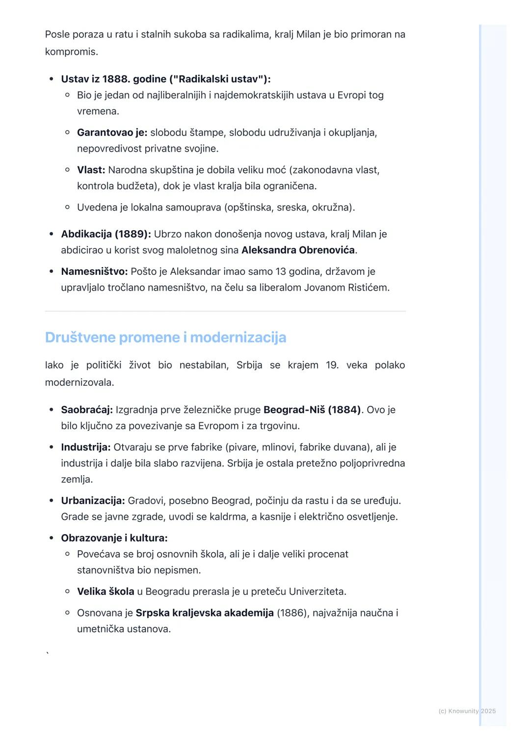 # Kraljevina Srbija: politički život
i društvene promene krajem
19. veka

Uvod u temu

Nakon Berlinskog kongresa 1878. godine, Srbija je pos