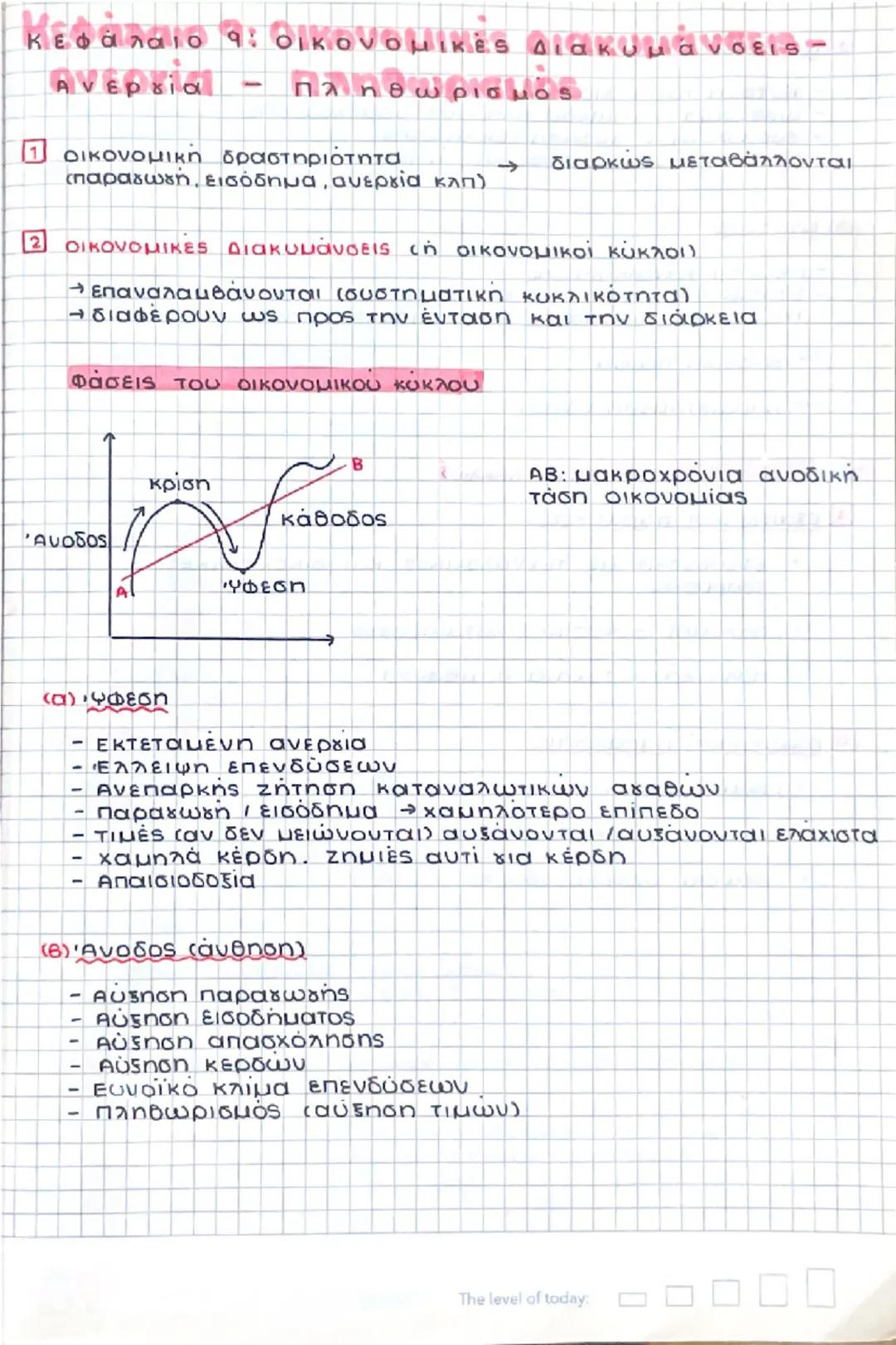 Κεφάλαιο 9: Οικονομικές Διακυμάνσεις -
Ανεργία - Πληθωρισμός

1 οικονομική δραστηριότητα
(παραγωγή, εισόδημα, ανεργία κλπ) → διαρκώς μεταβάλ