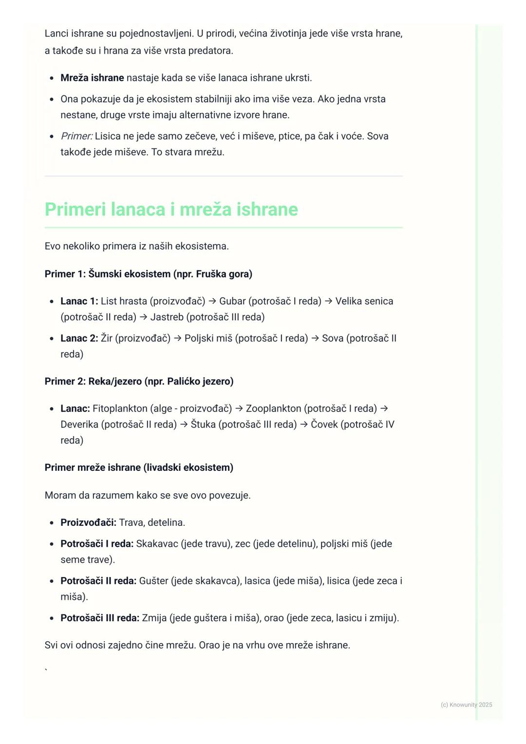 # Lancima ishrane i mreže ishrane

Uvod u lance i mreže ishrane

Odnosi ishrane pokazuju kako energija i materija kruže u ekosistemu. Sva ži