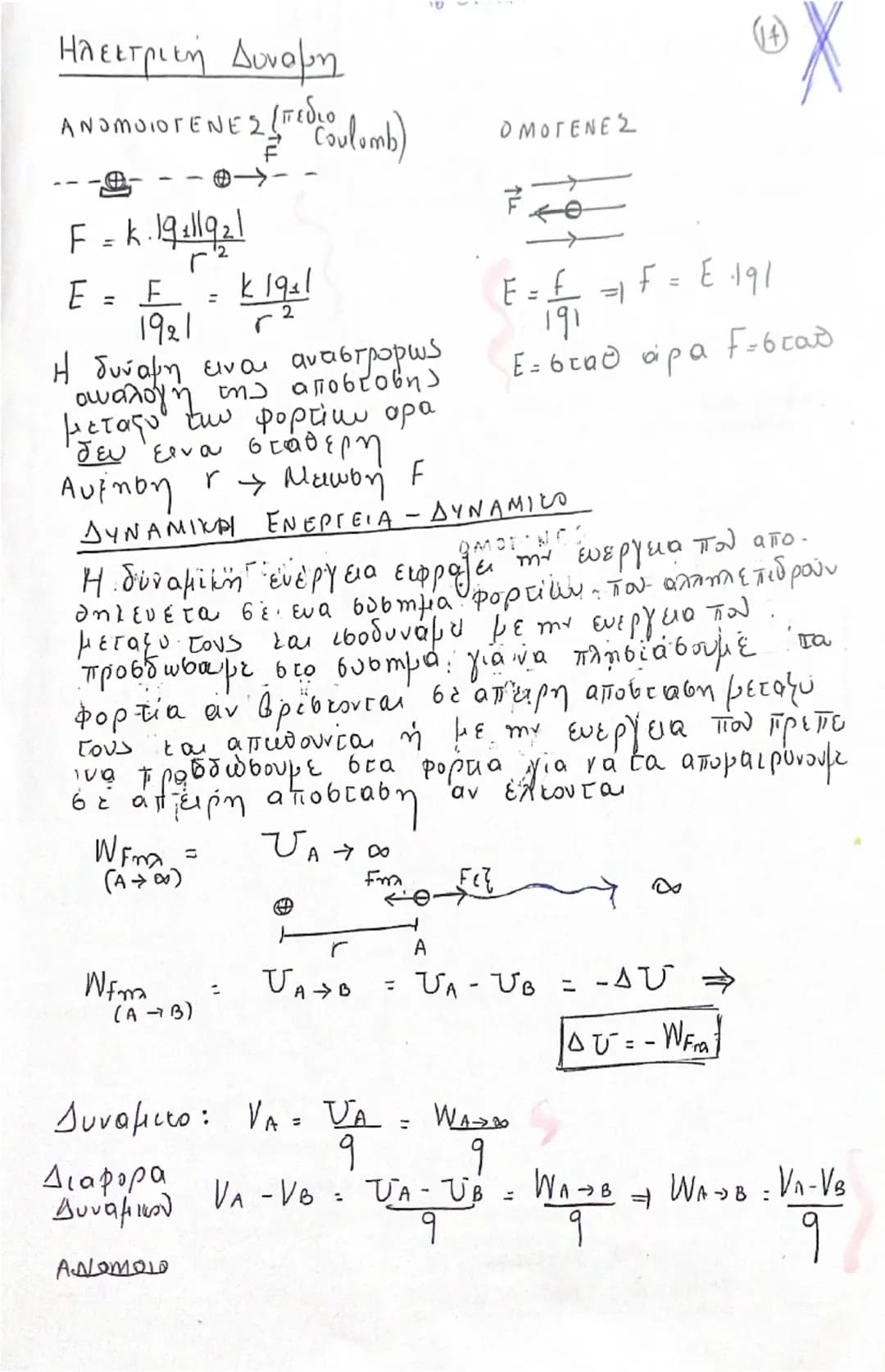 # Ηλεκτρική Δύναμη

ΑΝΙΣΟΤΡΟΠΕΝΕΣ ($\vec{F}$= πεδίο Coulomb)
---⊕---⊕---
$F = k \frac{|q_1||q_2|}{r^2}$
$E = \frac{F}{|q_1|} = \frac{k|q_1q_