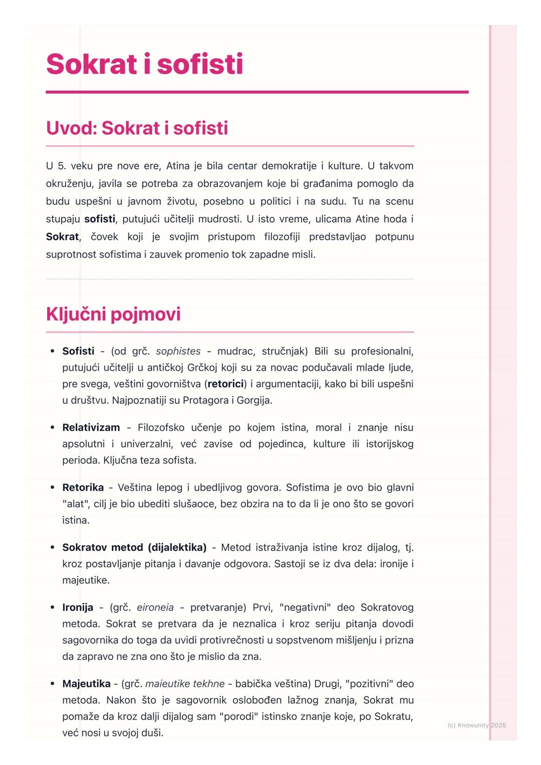 # Sokrat i sofisti

## Uvod: Sokrat i sofisti

U 5. veku pre nove ere, Atina je bila centar demokratije i kulture. U takvom
okruženju, javil