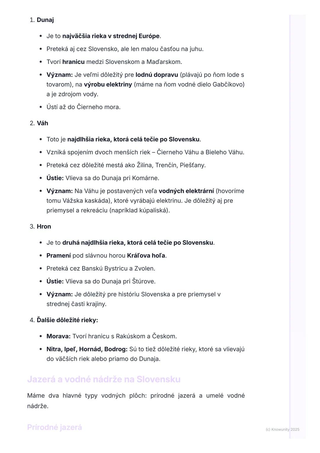 # Vodstvo Slovenska

1. Prehľad vodstva Slovenska

Vodstvo Slovenska sú všetky rieky, jazerá a iné vodné plochy, ktoré máme u
nás doma. Je t