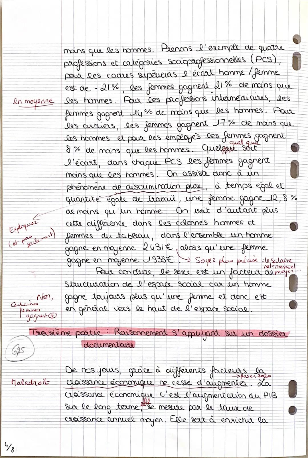 en
mains que les hommes. Prenons l'exemple de quatre
professions et categories socicprofessionnelles (pcs),
par les cadres supérieurs l'écar