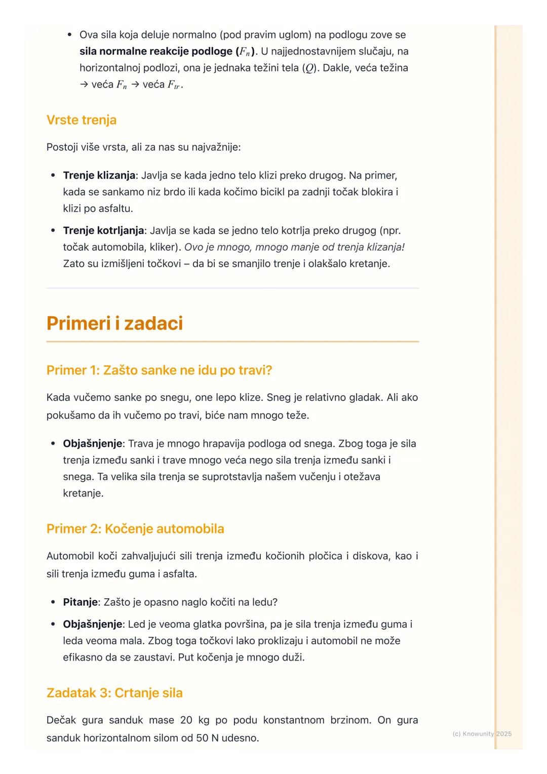 # Sila trenja

Uvod u silu trenja

Sila trenja je sila koja se javlja kada su dva tela u kontaktu i jedno se kreće ili
pokušava da se kreće 