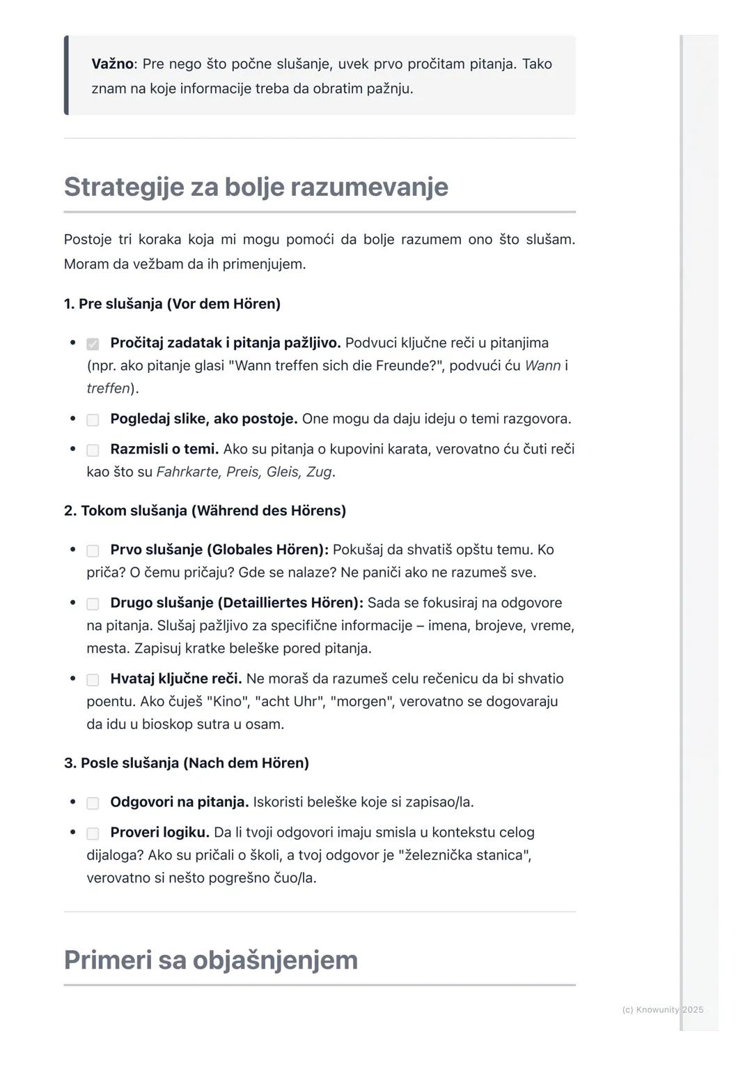 # Slušanje dijaloga i obaveštenja

Uvod u veštinu slušanja

Ovo se odnosi na razumevanje onoga što čujemo na nemačkom. Nije dovoljno
samo zn