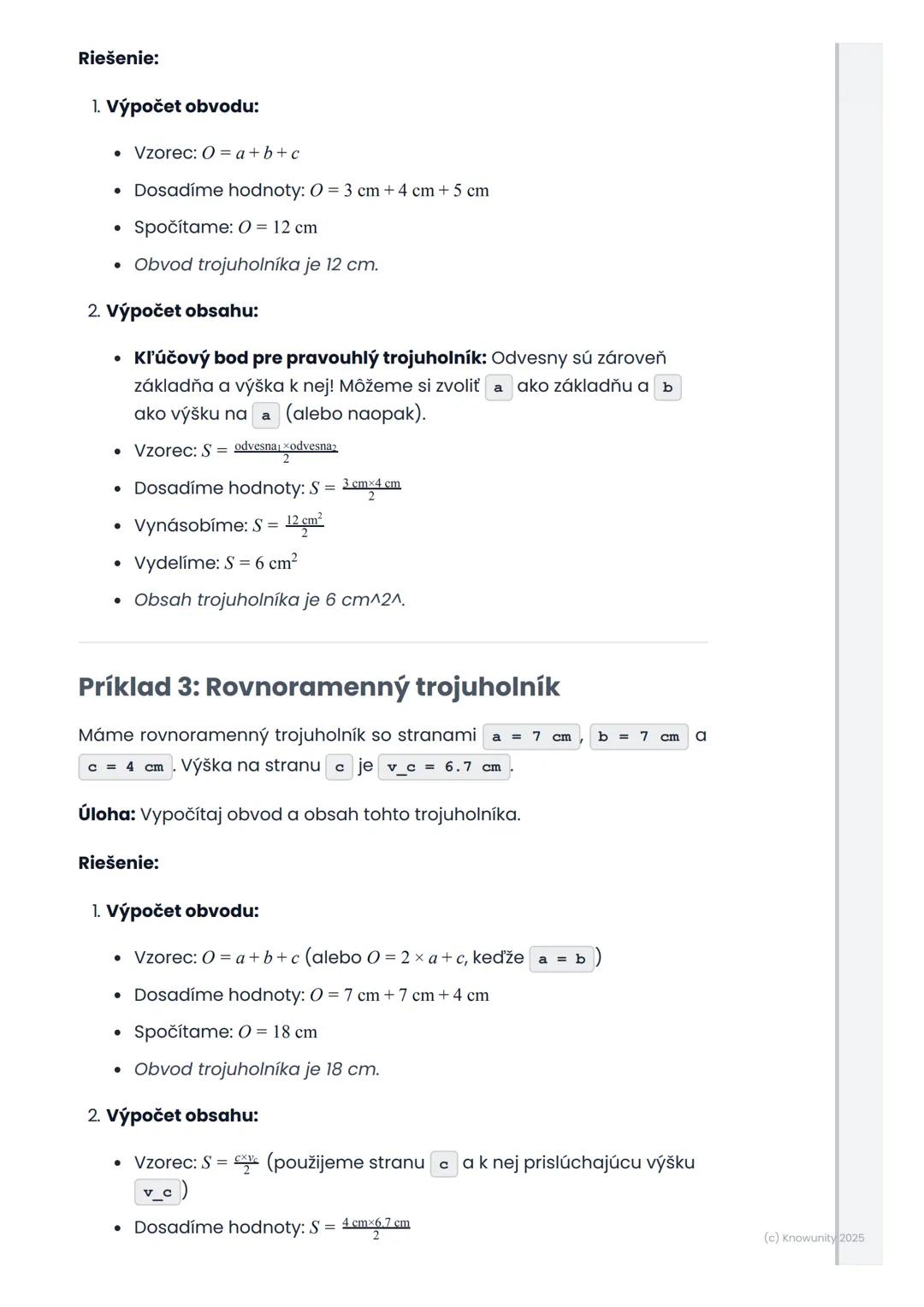 # Obvod a obsah trojuholníka

## 1. Prehľad / Úvod

Dnes sa budeme učiť o trojuholníkoch, čo je super dôležité v
matematike! Trojuholníky sú