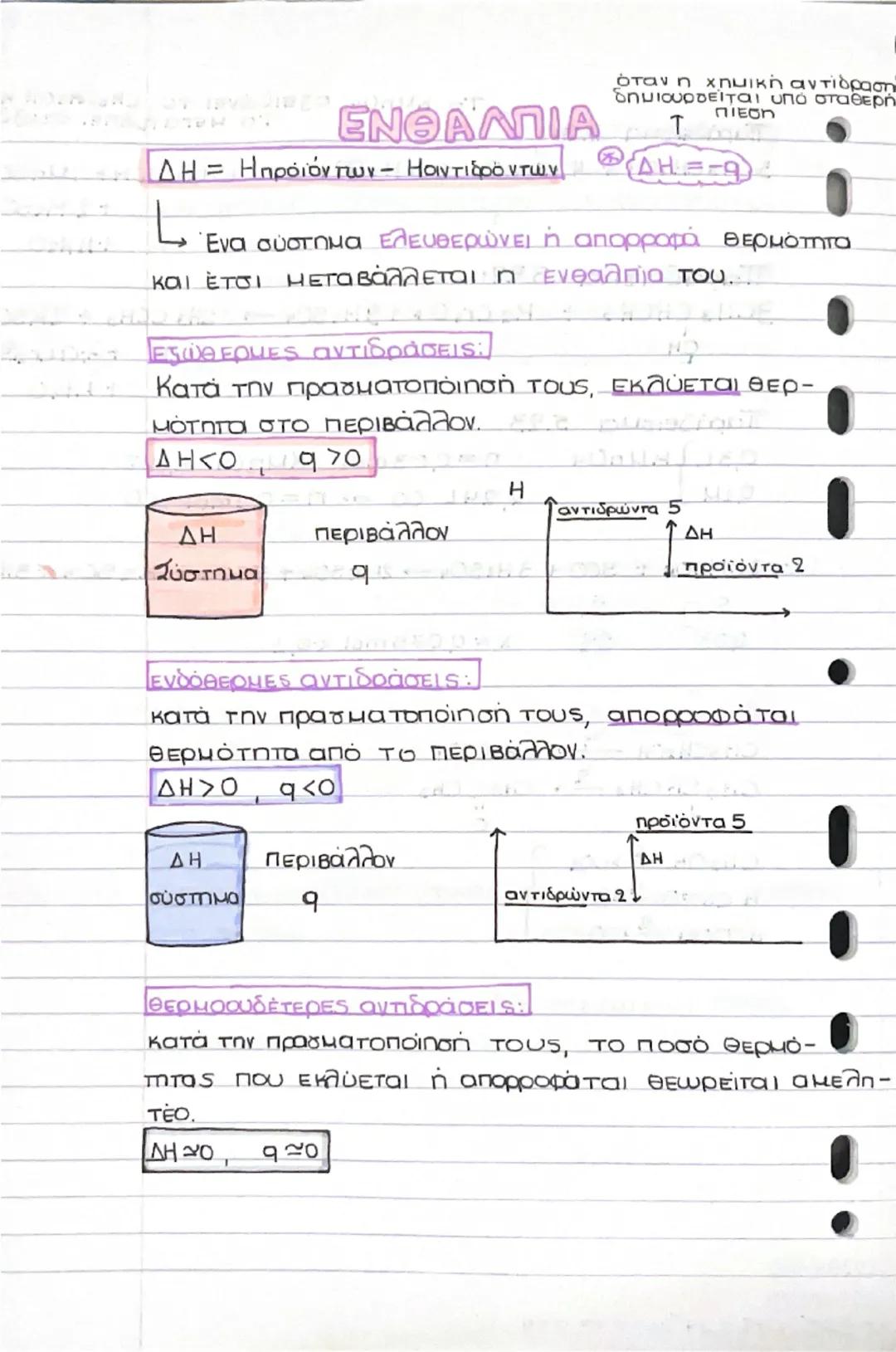 # ΕΝΘΑΛΠΙΑ

ΔΗ = Η προϊόν των - Ηοαντιδρόντων

L

όταν η χημική αντίδραση
δημιουργείται υπό σταθερή
T
ΠΙΕΟΠ

AH-9

Ένα σύστημα Ελευθερώνει ή