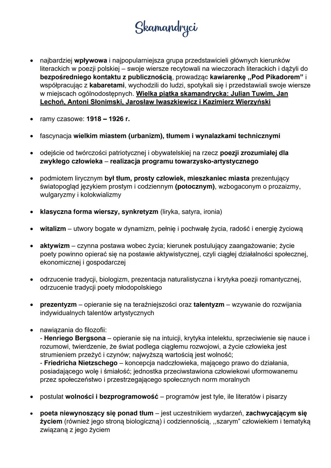 # Skamandryci

- najbardziej wpływowa i najpopularniejsza grupa przedstawicieli głównych kierunków
literackich w poezji polskiej - swoje wie