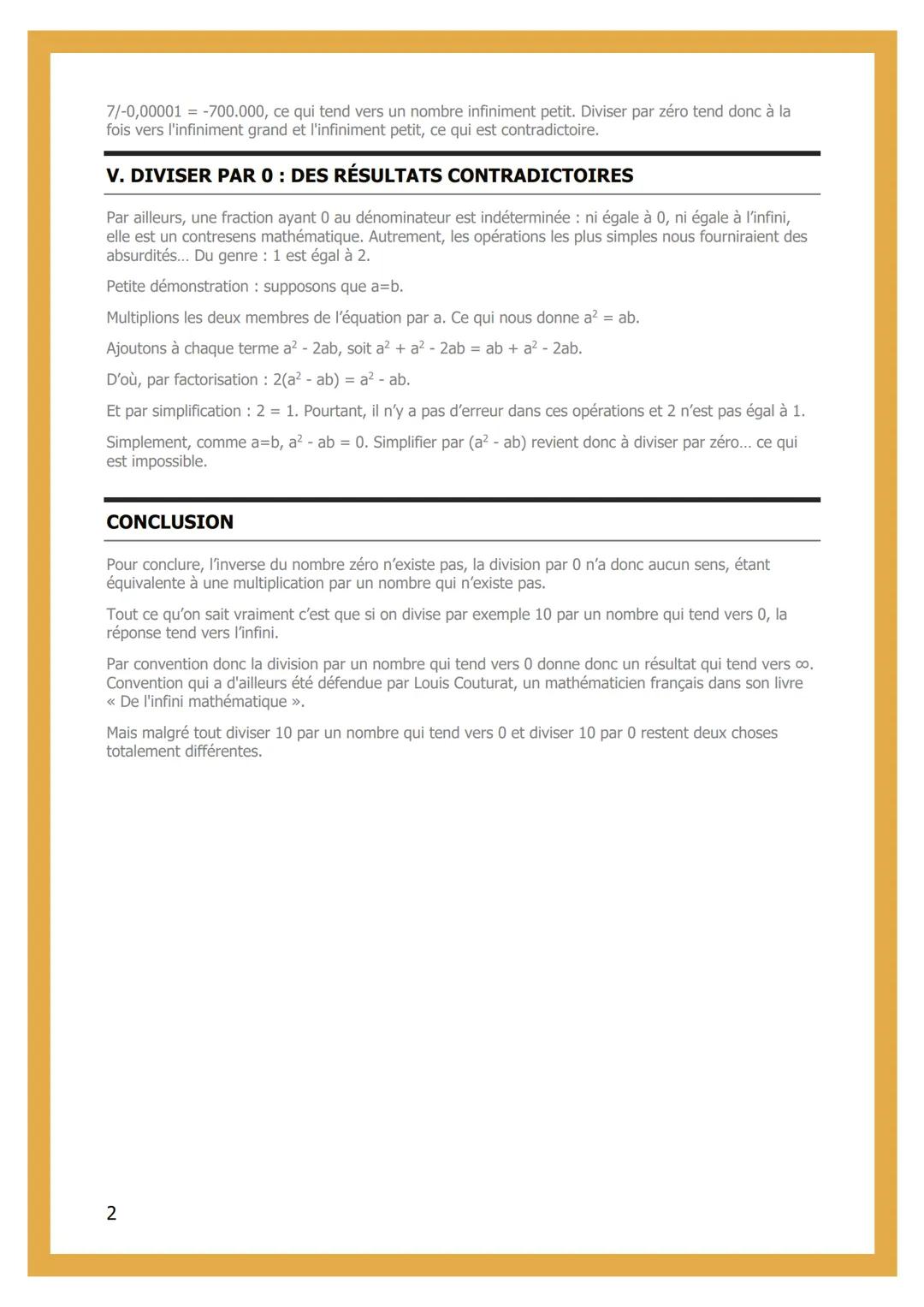 # POURQUOI NE PEUT-ON
PAS DIVISER PAR 0?

INTRODUCTION

Le chiffre 0 a été inventé aux alentours du VIe siècle en Inde par le mathématicien 