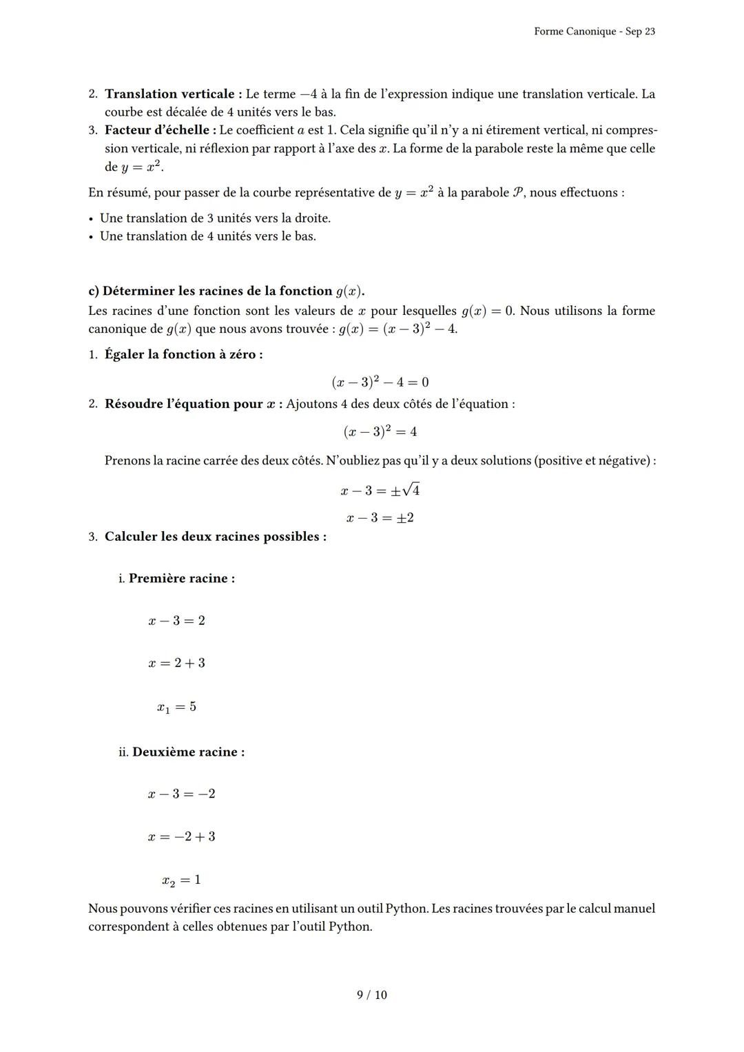 # Forme Canonique

Généré par Knowunity.fr - Sep 23

Description: Cet examen couvre la forme canonique, la complétion du carré et les propri