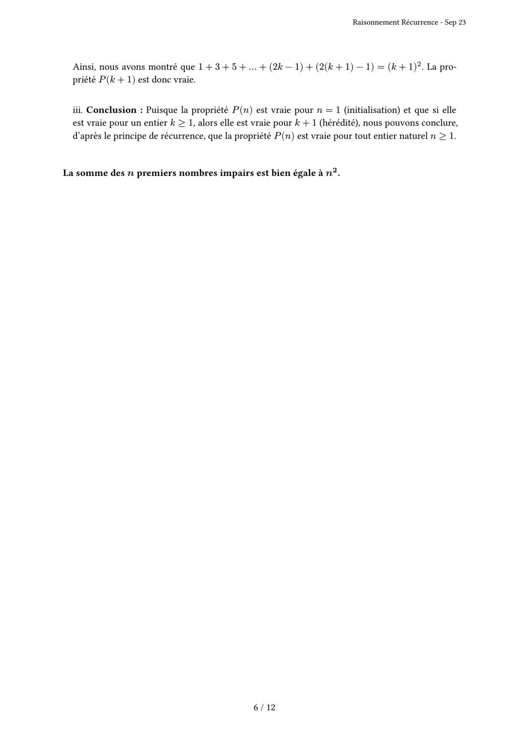 # Raisonnement Récurrence

Généré par Knowunity.fr - Sep 23

Description: Cet examen couvre le principe de récurrence, l'initialisation et l