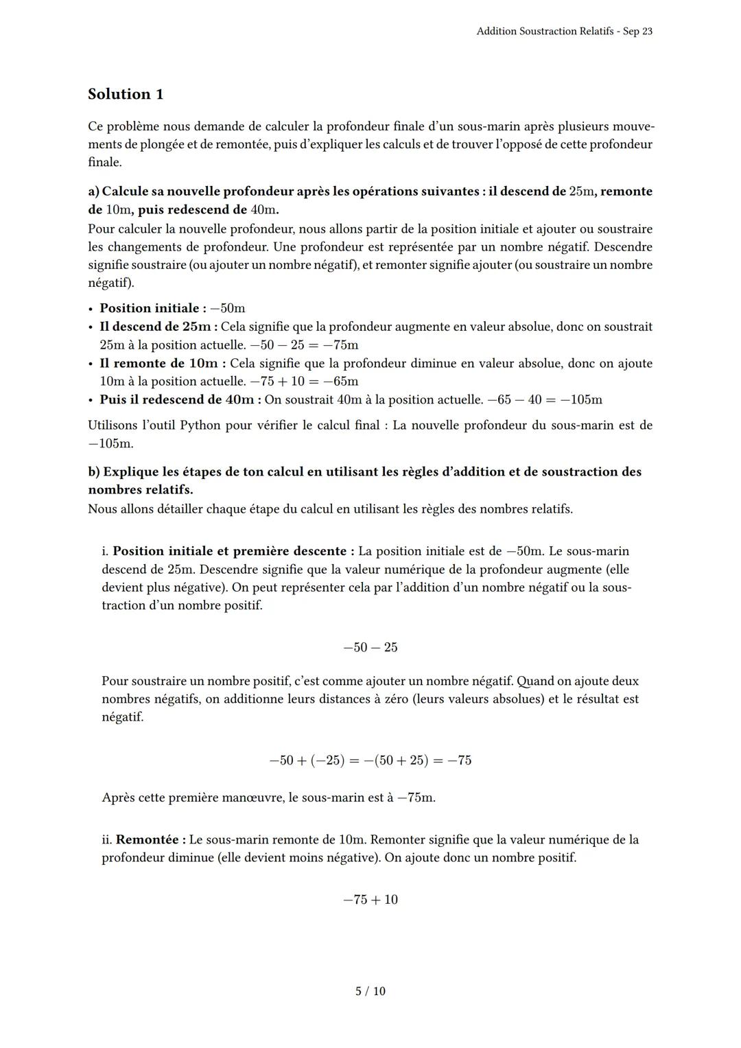 # Addition Soustraction Relatifs

Généré par Knowunity.fr - Sep 23

Description: Cet examen couvre l'addition et la soustraction des nombres