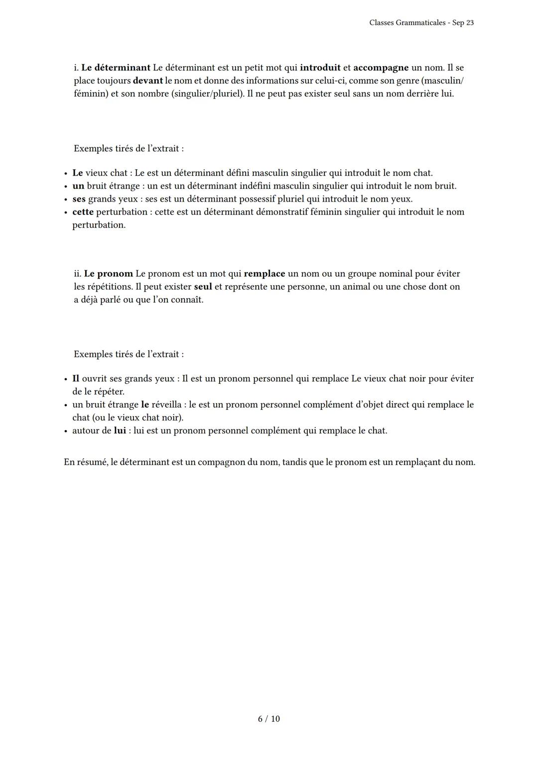 # Classes Grammaticales

Généré par Knowunity.fr - Sep 23

Description: Cet examen couvre les classes grammaticales et la nature des mots.

