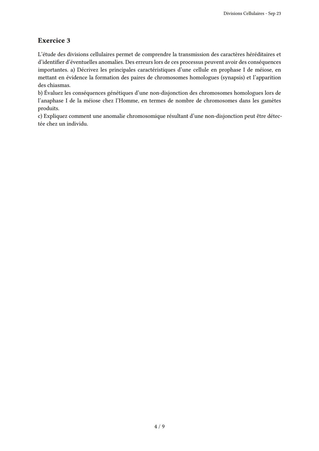 Divisions Cellulaires

Généré par Knowunity.fr - Sep 23

Description: Cet examen couvre les mécanismes de mitose et méiose.

Bonne chance!

