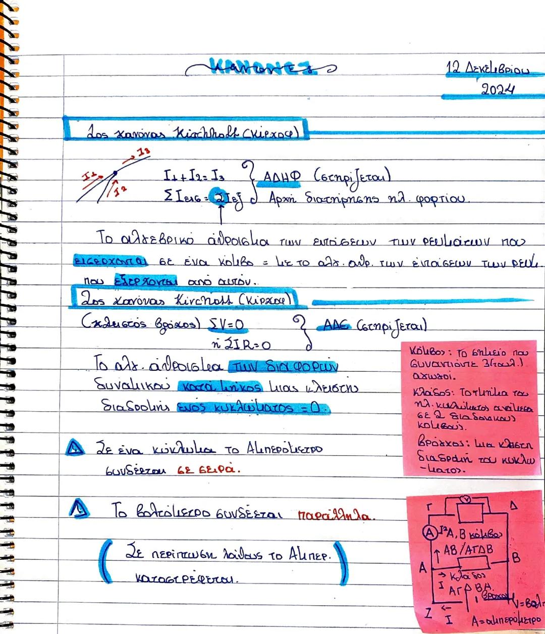 Σημειώσεις στους Κανόνες του Κιρχοφ.