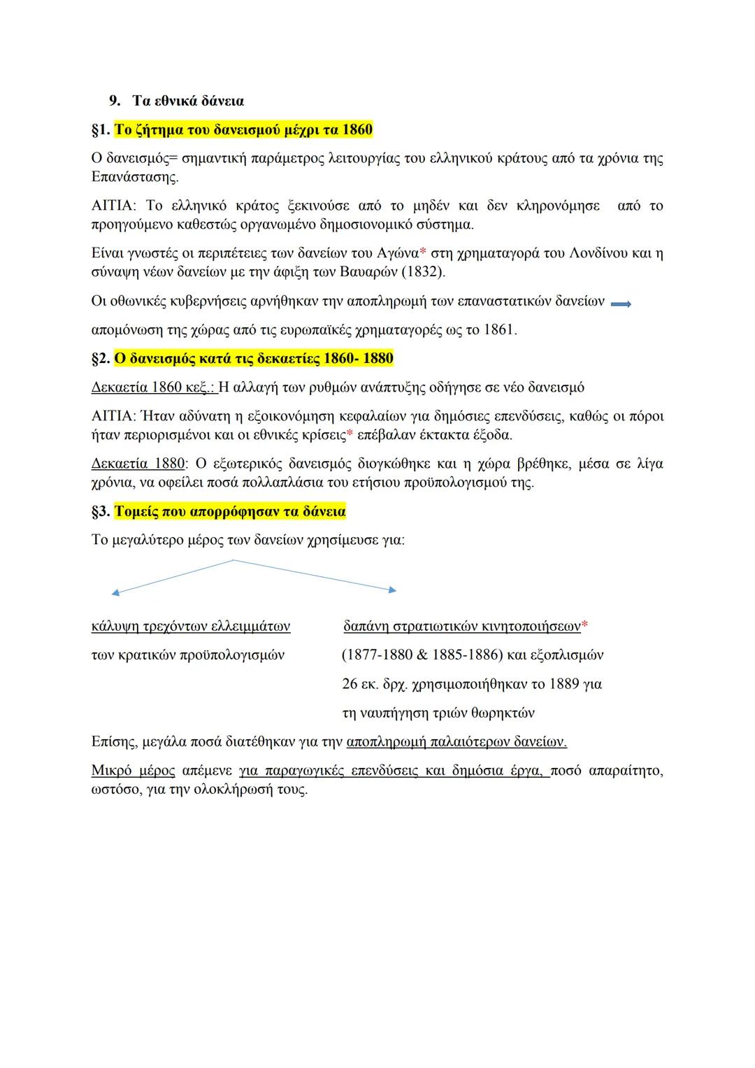 # 9. Τα εθνικά δάνεια
§1. Το ζήτημα του δανεισμού μέχρι τα 1860
Ο δανεισμός= σημαντική παράμετρος λειτουργίας του ελληνικού κράτους από τα