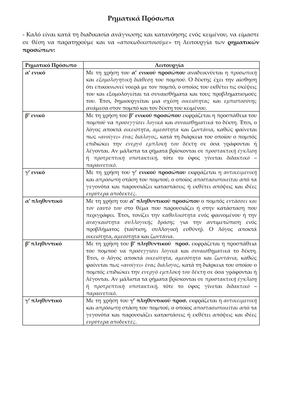 Ρηματικά πρόσωπα