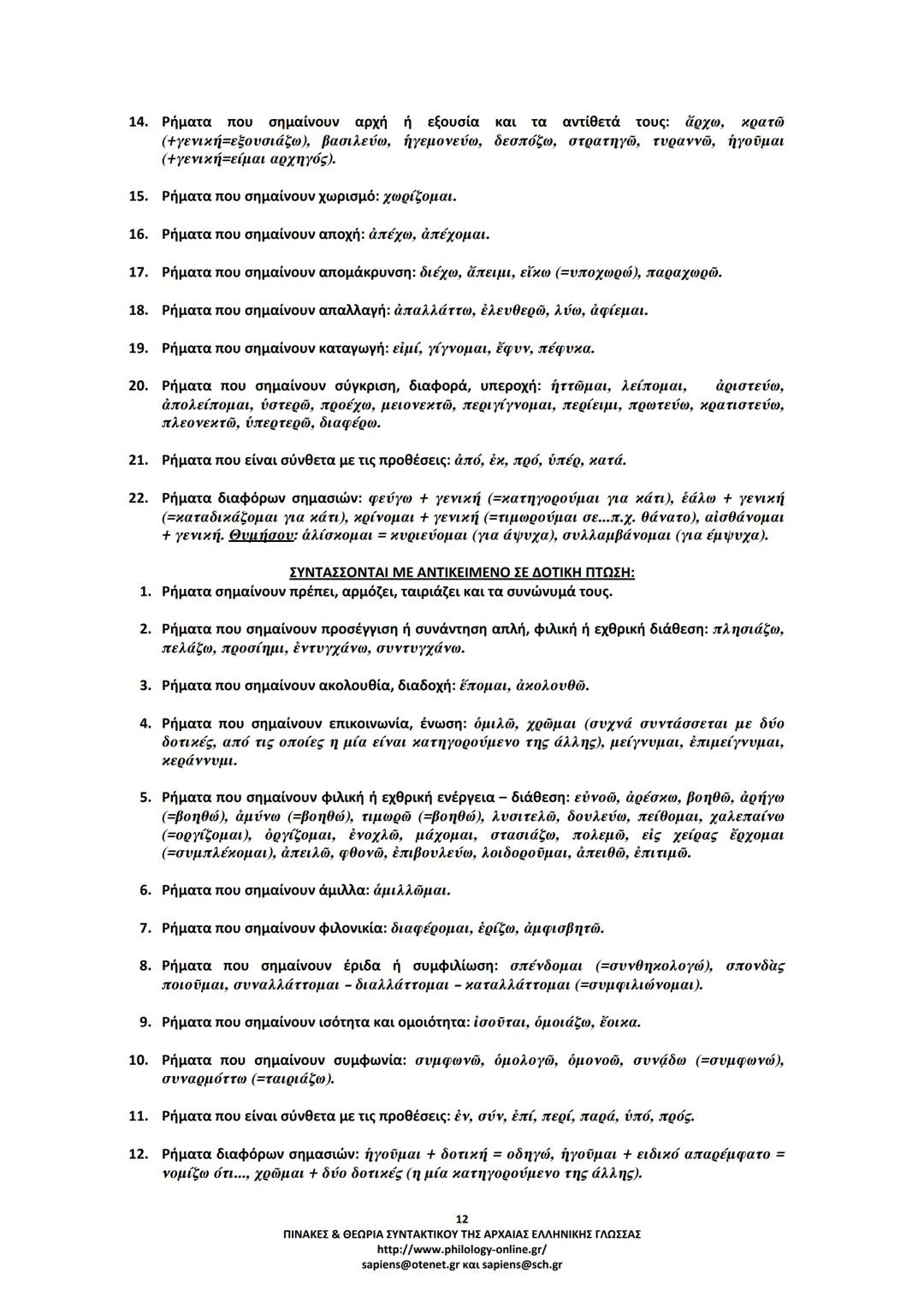 --- OCR Start ---
ΠΙΝΑΚΕΣ & ΘΕΩΡΙΑ
ΣΥΝΤΑΚΤΙΚΟΥ
ΑΡΧΑΙΑΣ ΕΛΛΗΝΙΚΗΣ ΓΛΩΣΣΑΣ
ΣΗΜΕΙΩΣΕΙΣ ΚΑΤΑ ΘΕΜΑΤΙΚΕΣ ΕΝΟΤΗΤΕΣ
ΤΑ ΕΙΔΗ ΤΩΝ ΠΡΟΤΑΣΕΩΝ
Α. ΩΣ ΠΡΟΣ