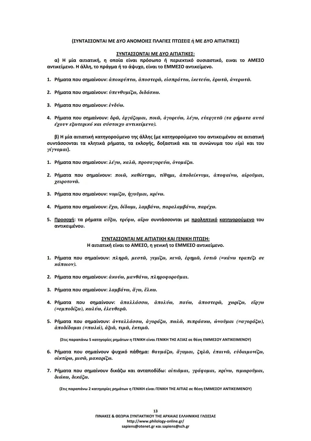 --- OCR Start ---
ΠΙΝΑΚΕΣ & ΘΕΩΡΙΑ
ΣΥΝΤΑΚΤΙΚΟΥ
ΑΡΧΑΙΑΣ ΕΛΛΗΝΙΚΗΣ ΓΛΩΣΣΑΣ
ΣΗΜΕΙΩΣΕΙΣ ΚΑΤΑ ΘΕΜΑΤΙΚΕΣ ΕΝΟΤΗΤΕΣ
ΤΑ ΕΙΔΗ ΤΩΝ ΠΡΟΤΑΣΕΩΝ
Α. ΩΣ ΠΡΟΣ