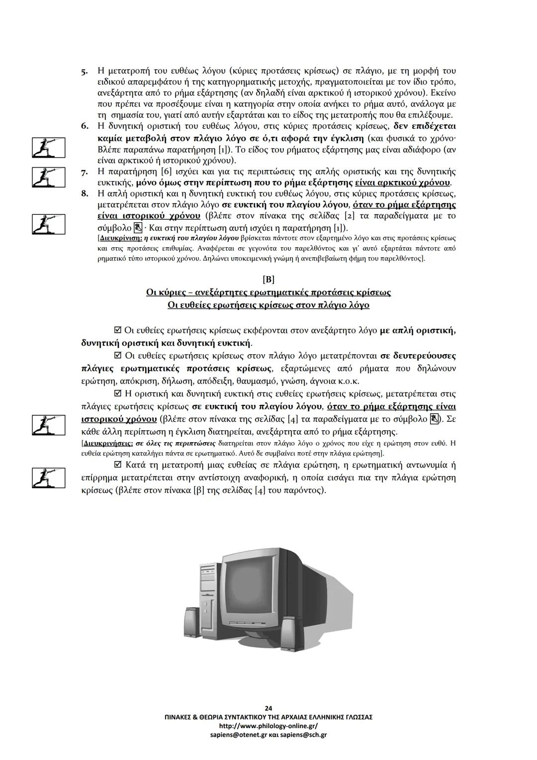 --- OCR Start ---
ΠΙΝΑΚΕΣ & ΘΕΩΡΙΑ
ΣΥΝΤΑΚΤΙΚΟΥ
ΑΡΧΑΙΑΣ ΕΛΛΗΝΙΚΗΣ ΓΛΩΣΣΑΣ
ΣΗΜΕΙΩΣΕΙΣ ΚΑΤΑ ΘΕΜΑΤΙΚΕΣ ΕΝΟΤΗΤΕΣ
ΤΑ ΕΙΔΗ ΤΩΝ ΠΡΟΤΑΣΕΩΝ
Α. ΩΣ ΠΡΟΣ